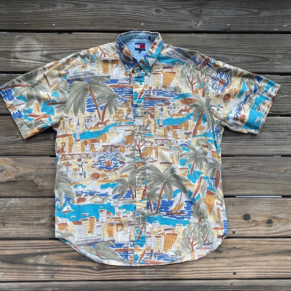 VTG Tommy‎ Hilfiger Hawaiian Shirt men’s Sz M